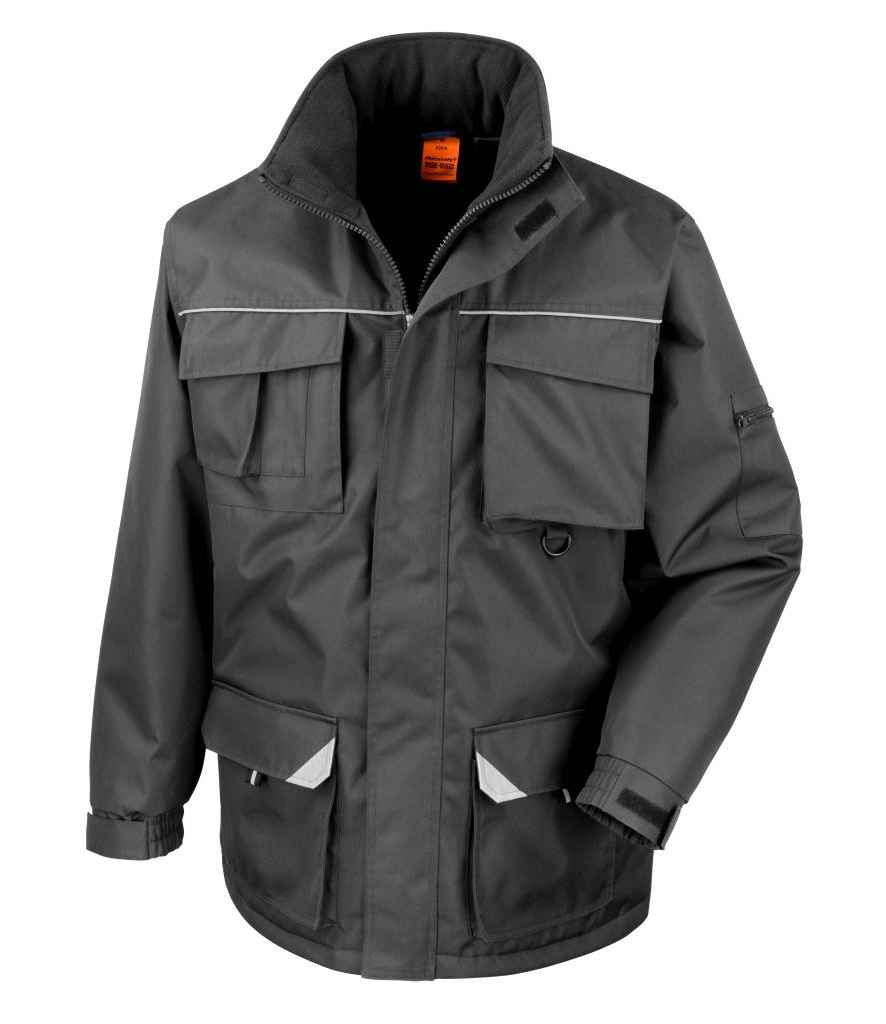 Result Work-Guard Sabre Long Coat | Black Jacket - Lancashire Teamwear