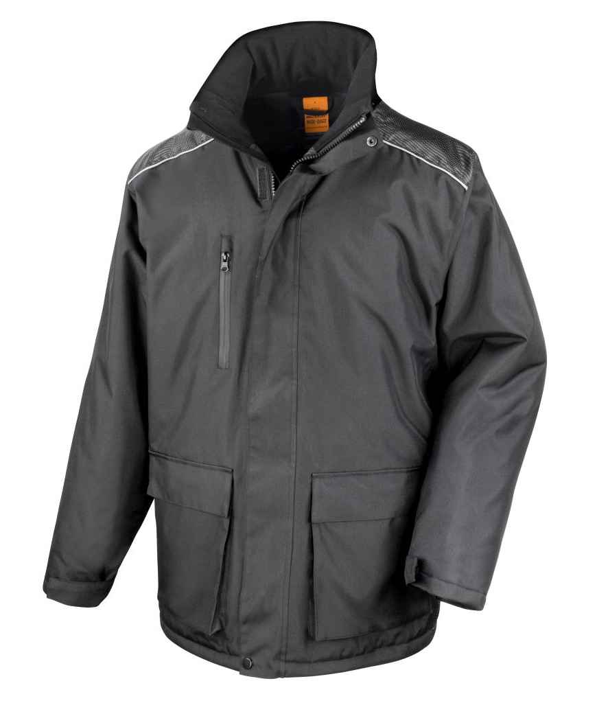 Result Work-Guard Vostex Long Coat | Black Jacket - Lancashire Teamwear