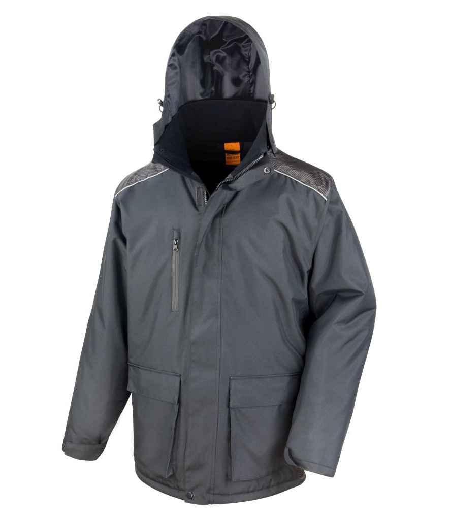 Result Work-Guard Vostex Long Coat | Black Jacket - Lancashire Teamwear