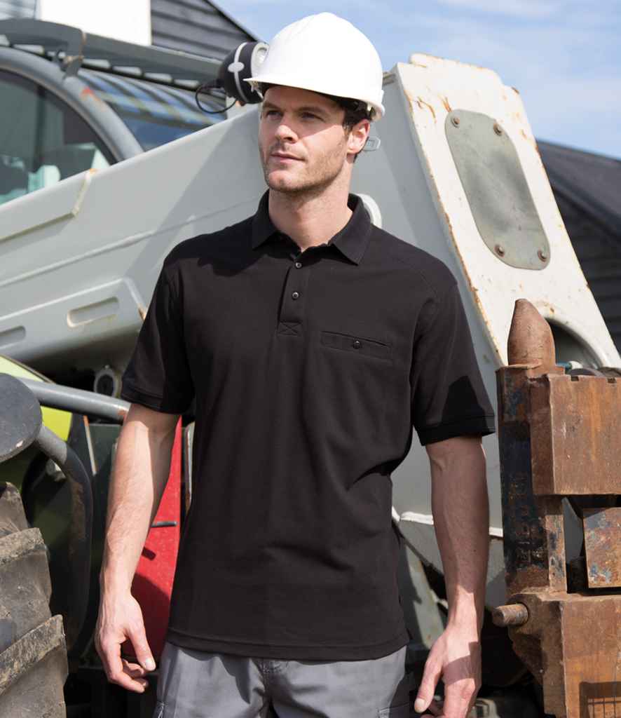 Result Work-Guard Apex Pocket Piqué Polo Shirt | Black - Lancashire Teamwear