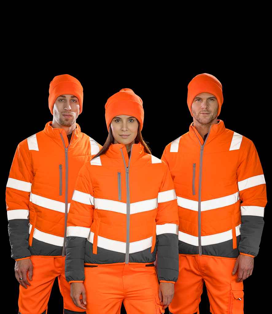 Result Safe-Guard Ladies Soft Safety Jacket | Fluorescent Orange/Grey - Lancashire Teamwear