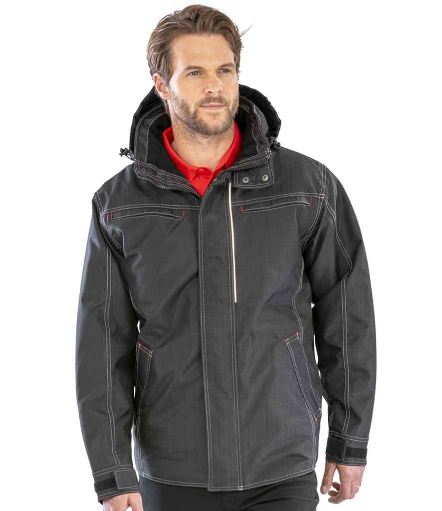 Result Work-Guard Denim Texture Rugged Jacket | Black - Lancashire Teamwear