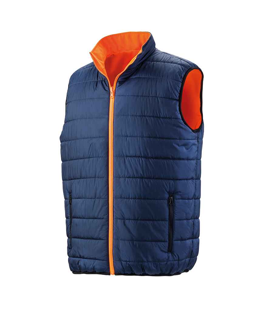 Result Safe-Guard Reversible Soft Padded Gilet | Fluorescent Orange/Navy - Lancashire Teamwear