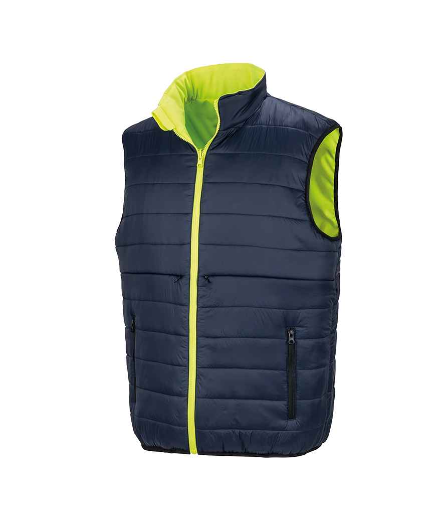 Result Safe-Guard Reversible Soft Padded Gilet | Fluorescent Yellow/Navy - Lancashire Teamwear