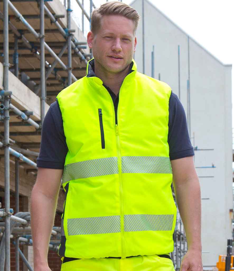 Result Safe-Guard Reversible Soft Padded Gilet | Fluorescent Yellow/Navy - Lancashire Teamwear