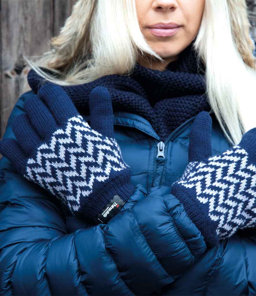 Result Pattern Thinsulate™ Gloves | Navy/Grey - Result Winter Essentials - Lancashire Teamwear