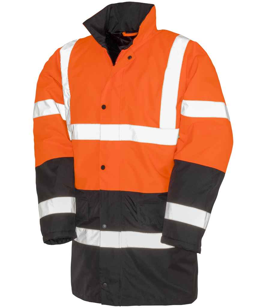 Result Core Motorway Two Tone Safety Jacket | Fluorescent Orange/Black - Lancashire Teamwear