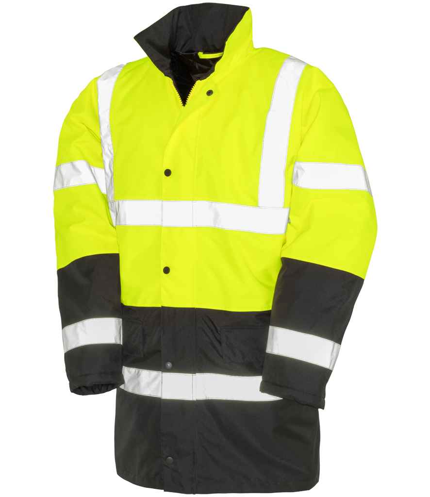 Result Core Motorway Two Tone Safety Jacket | Fluorescent Yellow/Black - Lancashire Teamwear