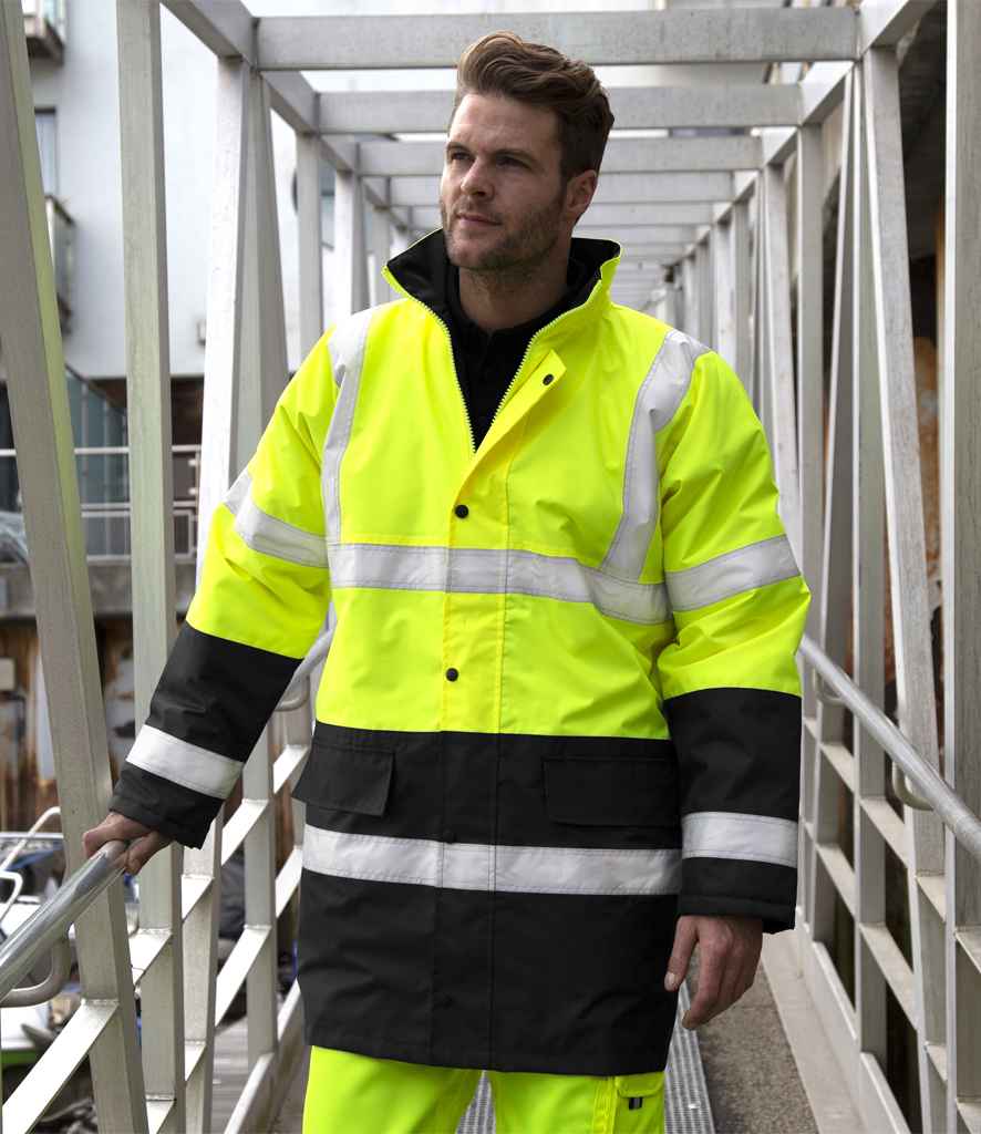 Result Core Motorway Two Tone Safety Jacket | Fluorescent Yellow/Black - Lancashire Teamwear