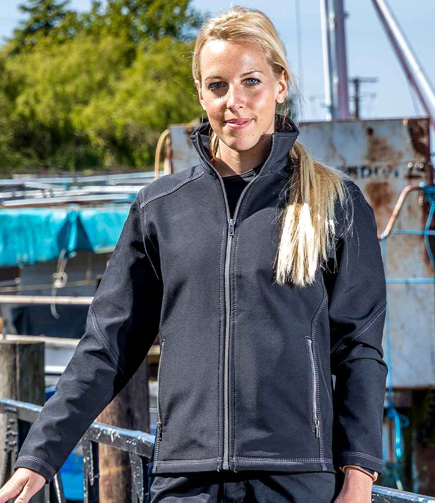 Result Work-Guard Ladies Treble Stitch Soft Shell Jacket | Black - Lancashire Teamwear