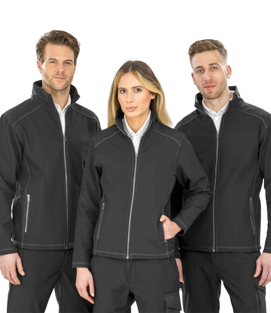 Result Work-Guard Ladies Treble Stitch Soft Shell Jacket | Black - Lancashire Teamwear
