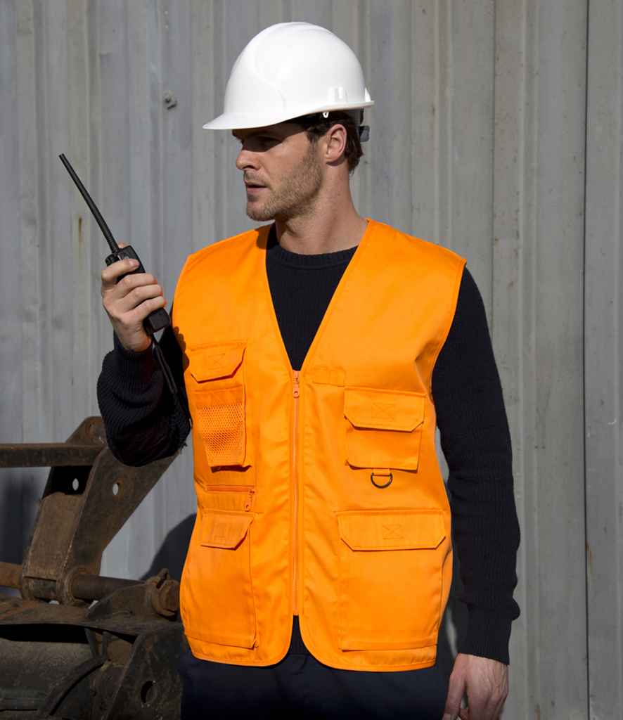 Result Work-Guard Safari Waistcoat | Orange Gilet - Lancashire Teamwear