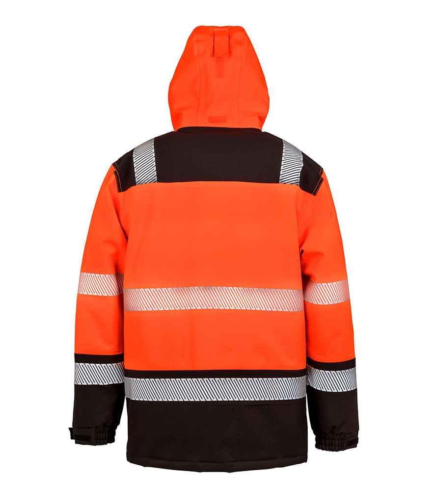 Result Safe-Guard Extreme Tech Printable Soft Shell Safety Jacket | Fluorescent Orange/Black - Lancashire Teamwear