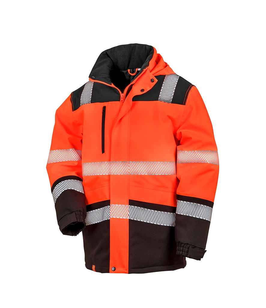 Result Safe-Guard Extreme Tech Printable Soft Shell Safety Jacket | Fluorescent Orange/Black - Lancashire Teamwear