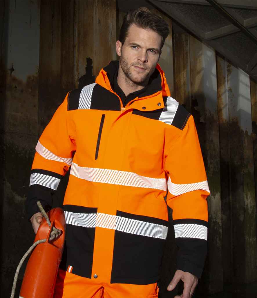 Result Safe-Guard Extreme Tech Printable Soft Shell Safety Jacket | Fluorescent Orange/Black - Lancashire Teamwear