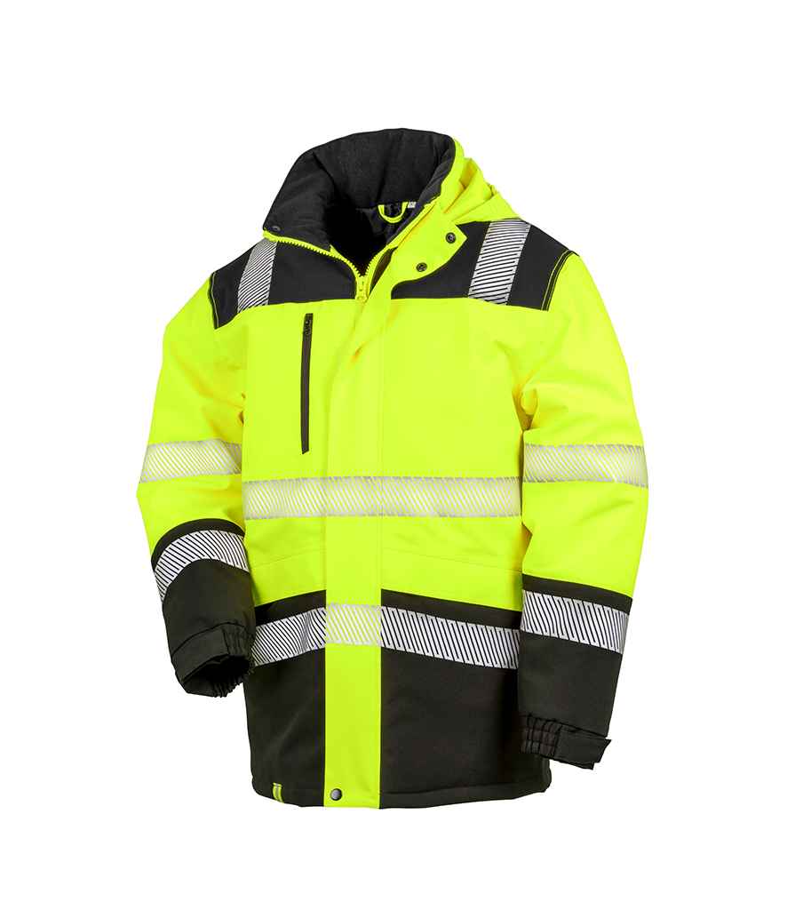 Result Safe-Guard Extreme Tech Printable Soft Shell Safety Jacket | Fluorescent Yellow/Black - Lancashire Teamwear