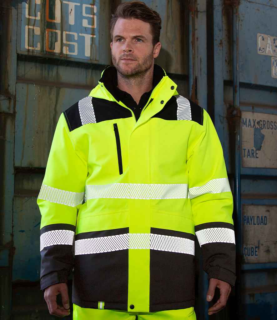 Result Safe-Guard Extreme Tech Printable Soft Shell Safety Jacket | Fluorescent Yellow/Black - Lancashire Teamwear