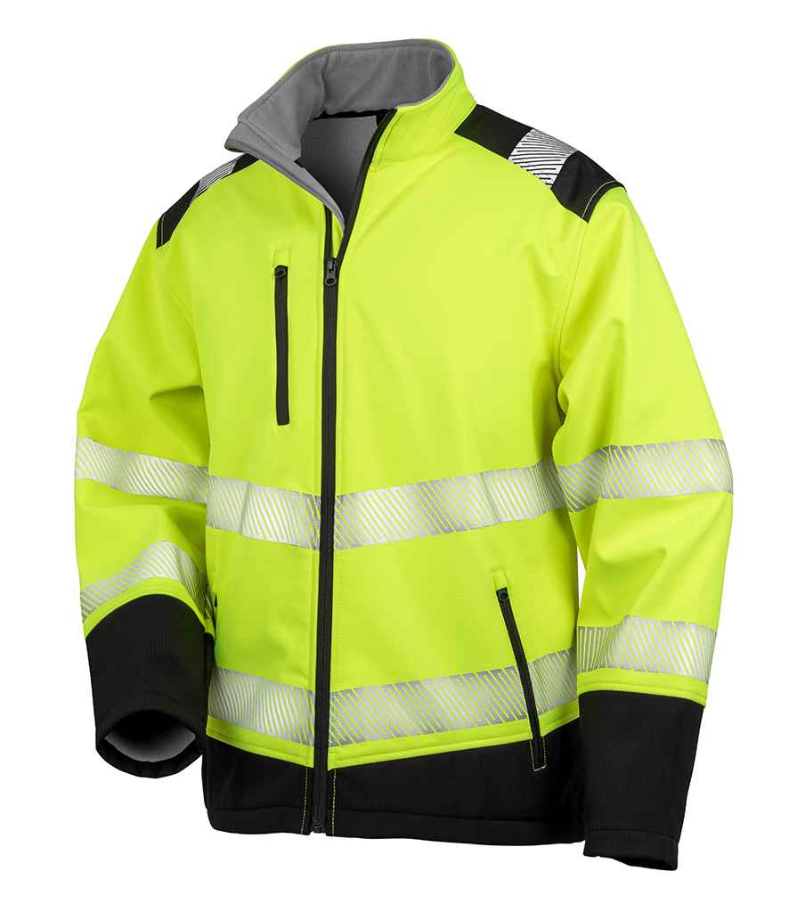 Result Safe-Guard Printable Ripstop Safety Soft Shell Jacket | Fluorescent Yellow/Black - Lancashire Teamwear