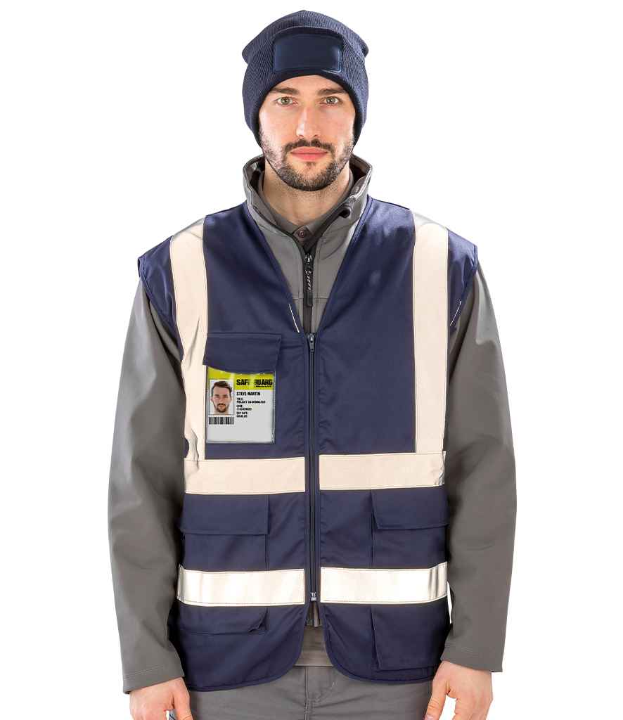 Result Safe-Guard Heavy Duty Poly/Cotton Security Vest | Navy Waistcoat - Lancashire Teamwear