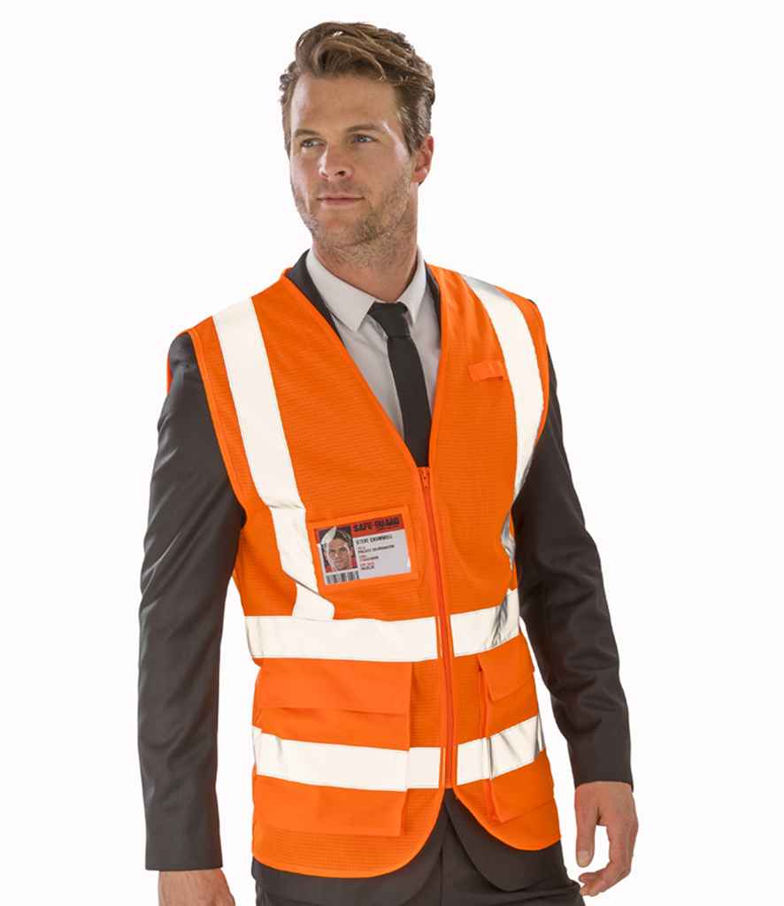 Result Safe-Guard Executive Cool Mesh Safety Vest | Fluorescent Orange Waistcoat - Lancashire Teamwear