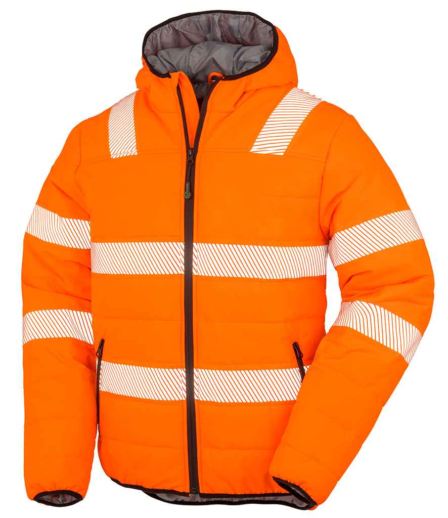 Result Genuine Recycled Ripstop Padded Safety Jacket | Fluorescent Orange - Lancashire Teamwear