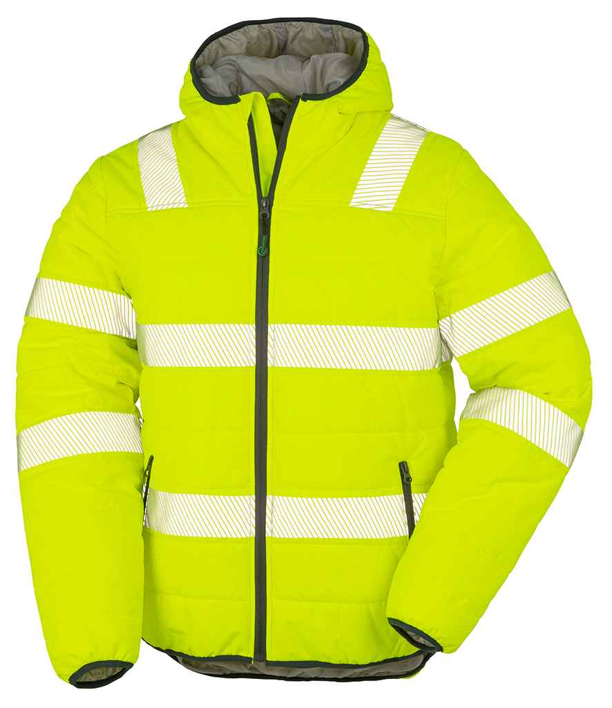 Result Genuine Recycled Ripstop Padded Safety Jacket | Fluorescent Yellow - Lancashire Teamwear
