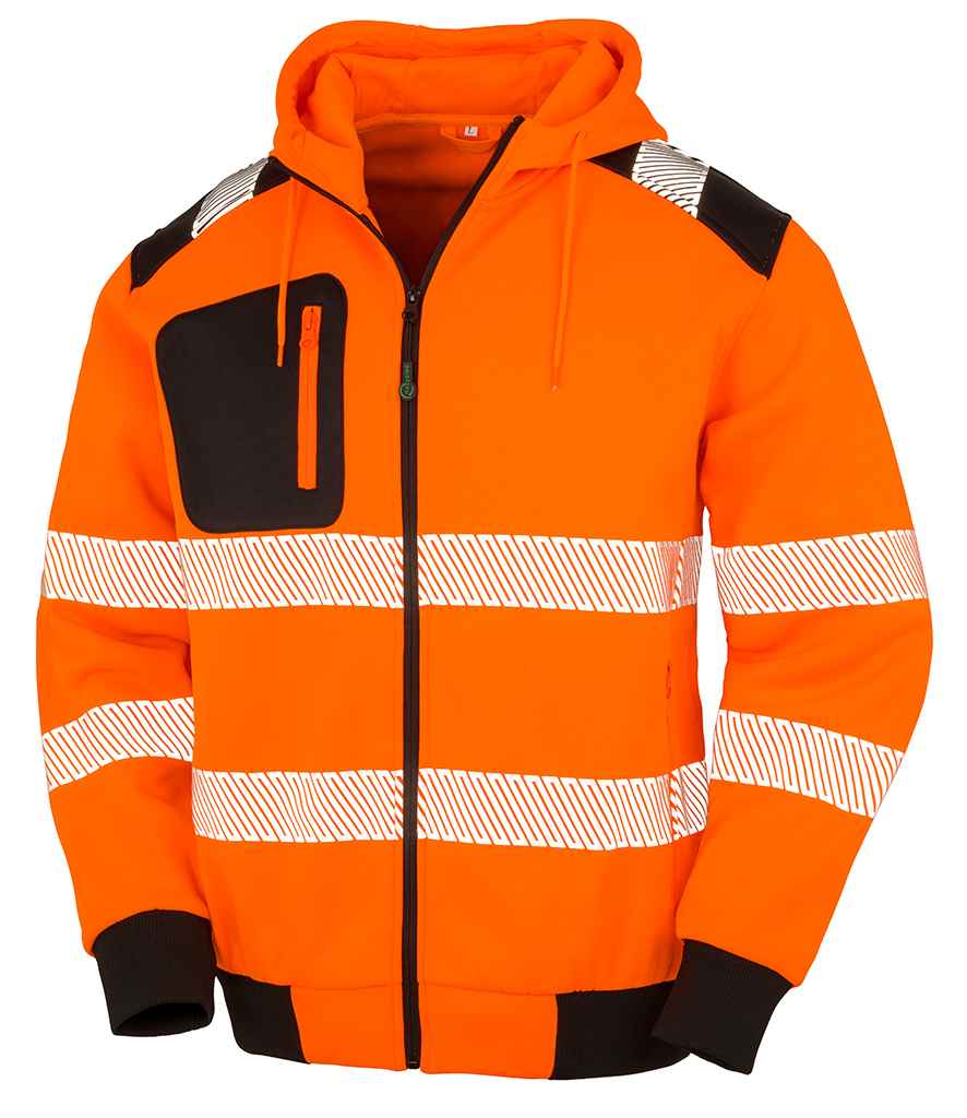 Result Genuine Recycled Safety Zip Hoodie Fluorescent Orange