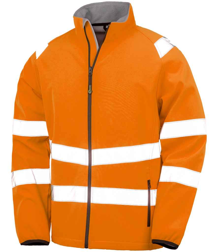 Result Genuine Recycled Printable Safety Soft Shell Jacket | Fluorescent Orange - Lancashire Teamwear