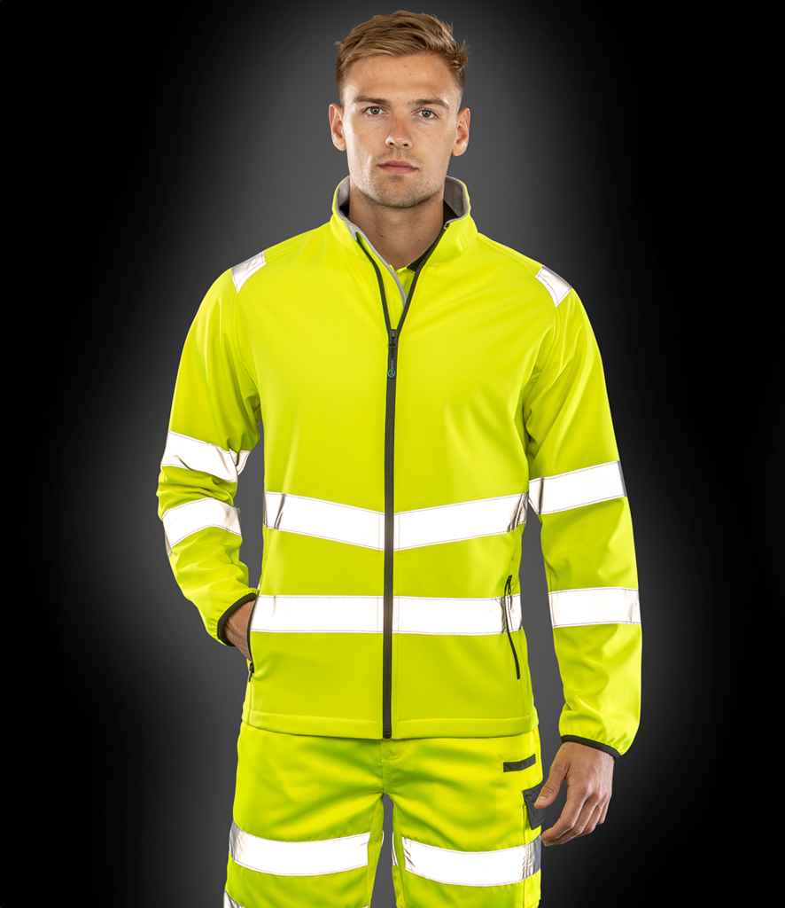Result Genuine Recycled Printable Safety Soft Shell Jacket | Fluorescent Orange - Lancashire Teamwear