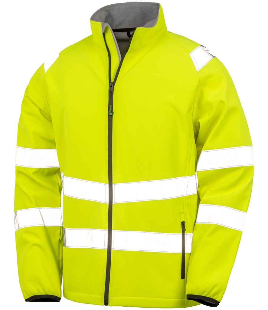 Result Genuine Recycled Printable Safety Soft Shell Jacket | Fluorescent Yellow - Lancashire Teamwear