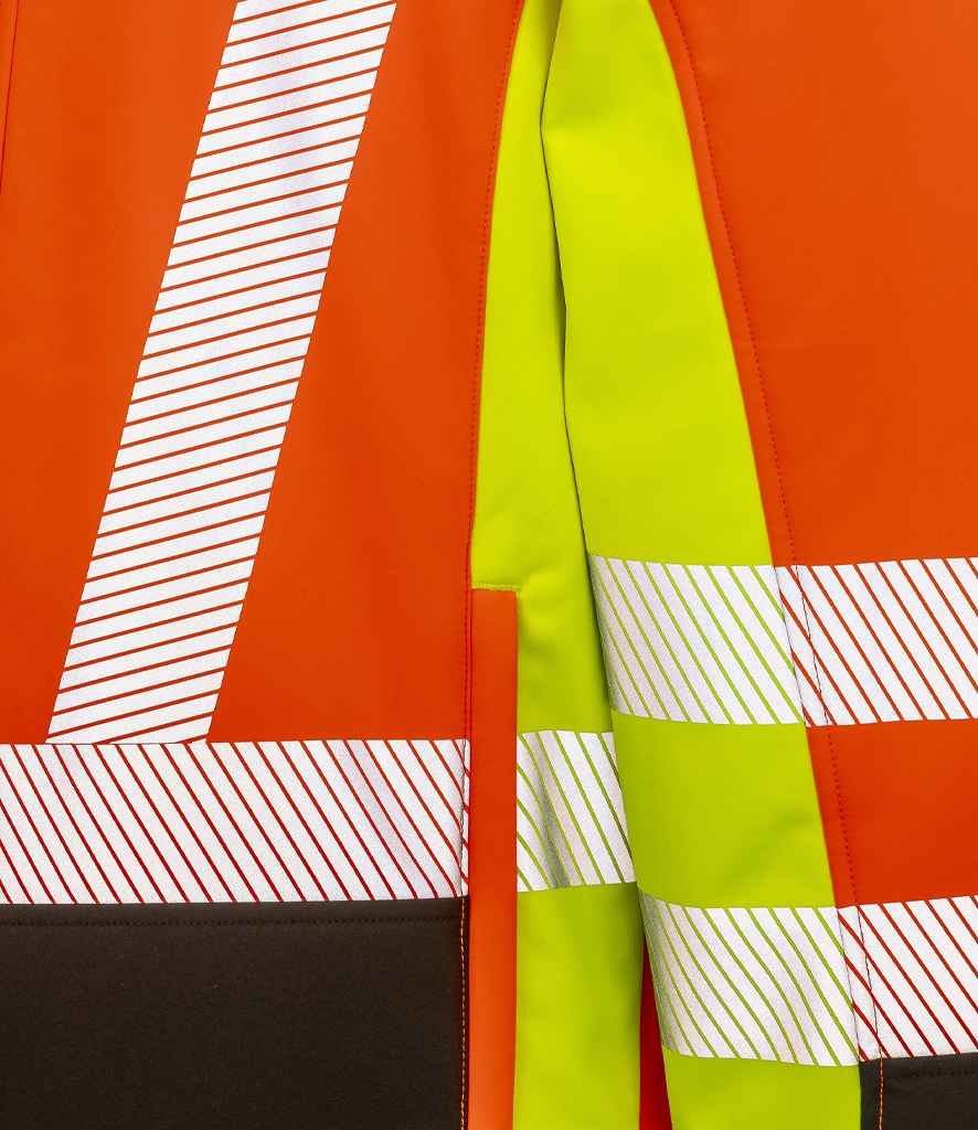 Result Recycled Three Layer Printable 3-Tone Safety Soft Shell Jacket | Fluorescent Yellow/Orange/Black - Result Genuine R...