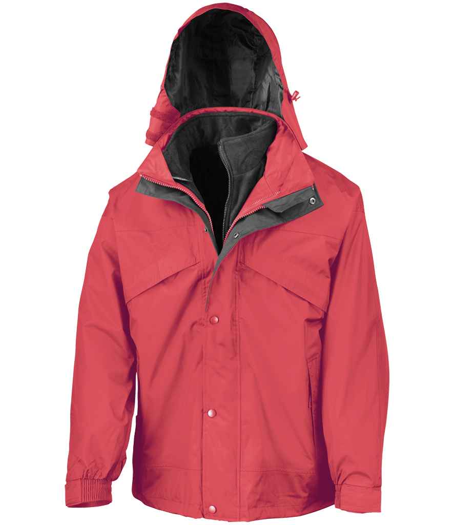Result 3-in-1 Waterproof Zip and Clip Fleece Lined Jacket Red/Black