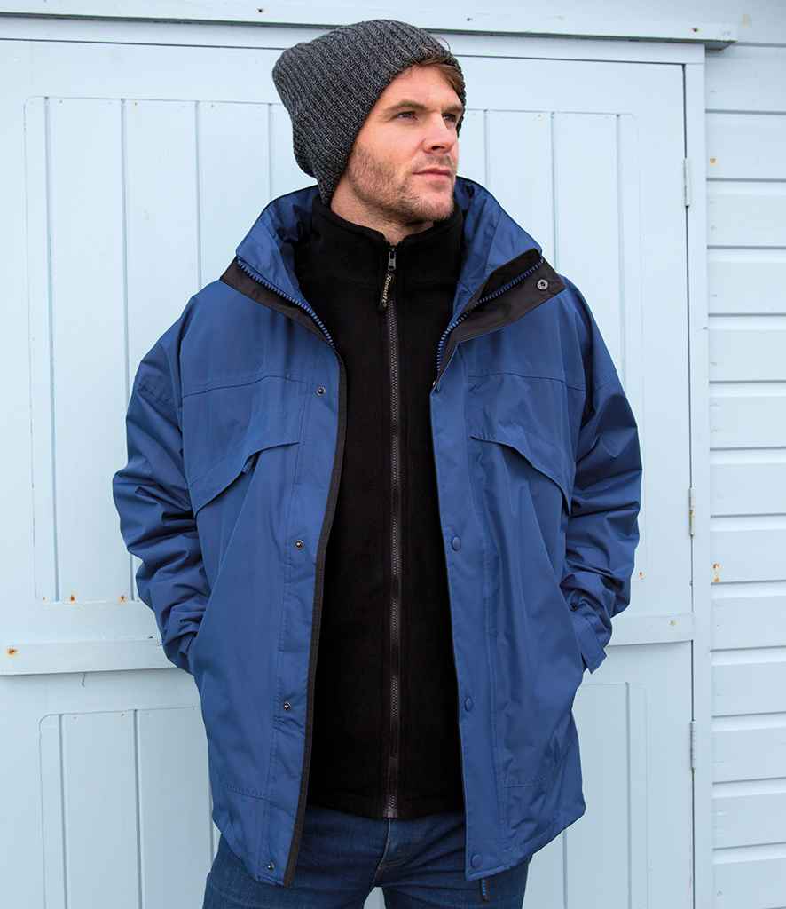 Result 3-in-1 Waterproof Zip and Clip Fleece Lined Jacket | Royal Blue/Black - Lancashire Teamwear