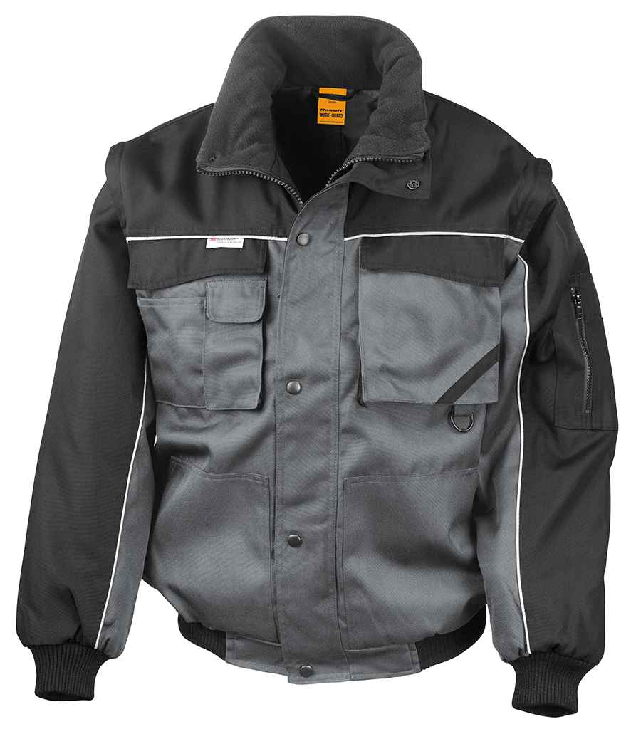 Result Work-Guard Zip Sleeve Heavy Duty Jacket | Grey/Black - Lancashire Teamwear