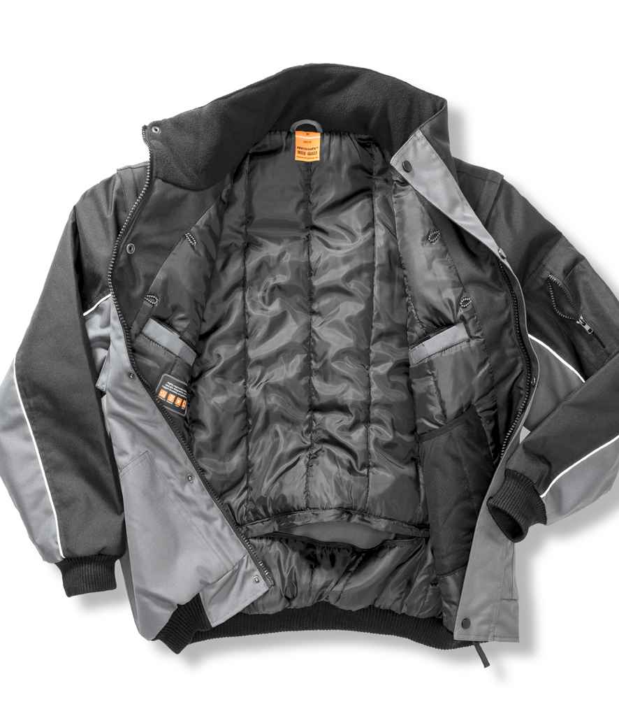 Result Work-Guard Zip Sleeve Heavy Duty Jacket | Grey/Black - Lancashire Teamwear