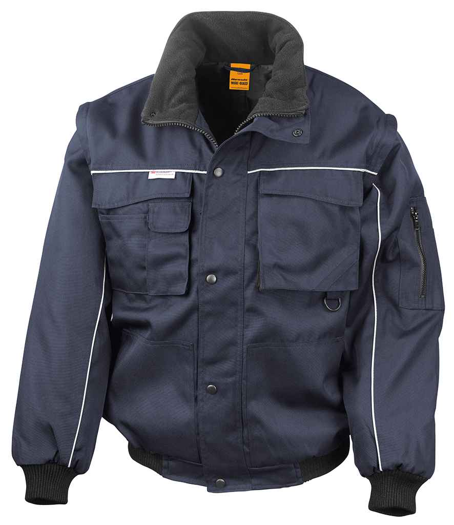 Result Work-Guard Zip Sleeve Heavy Duty Jacket | Navy/Navy - Lancashire Teamwear