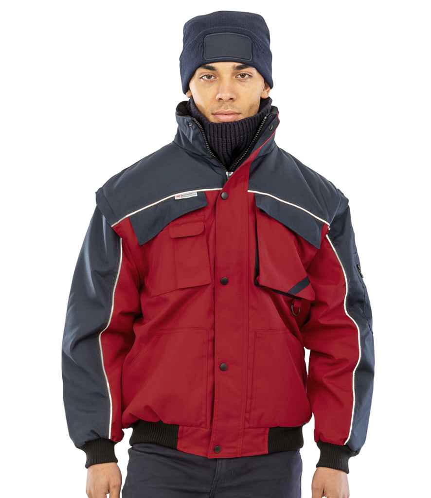 Result Work-Guard Zip Sleeve Heavy Duty Jacket | Red/Navy - Lancashire Teamwear