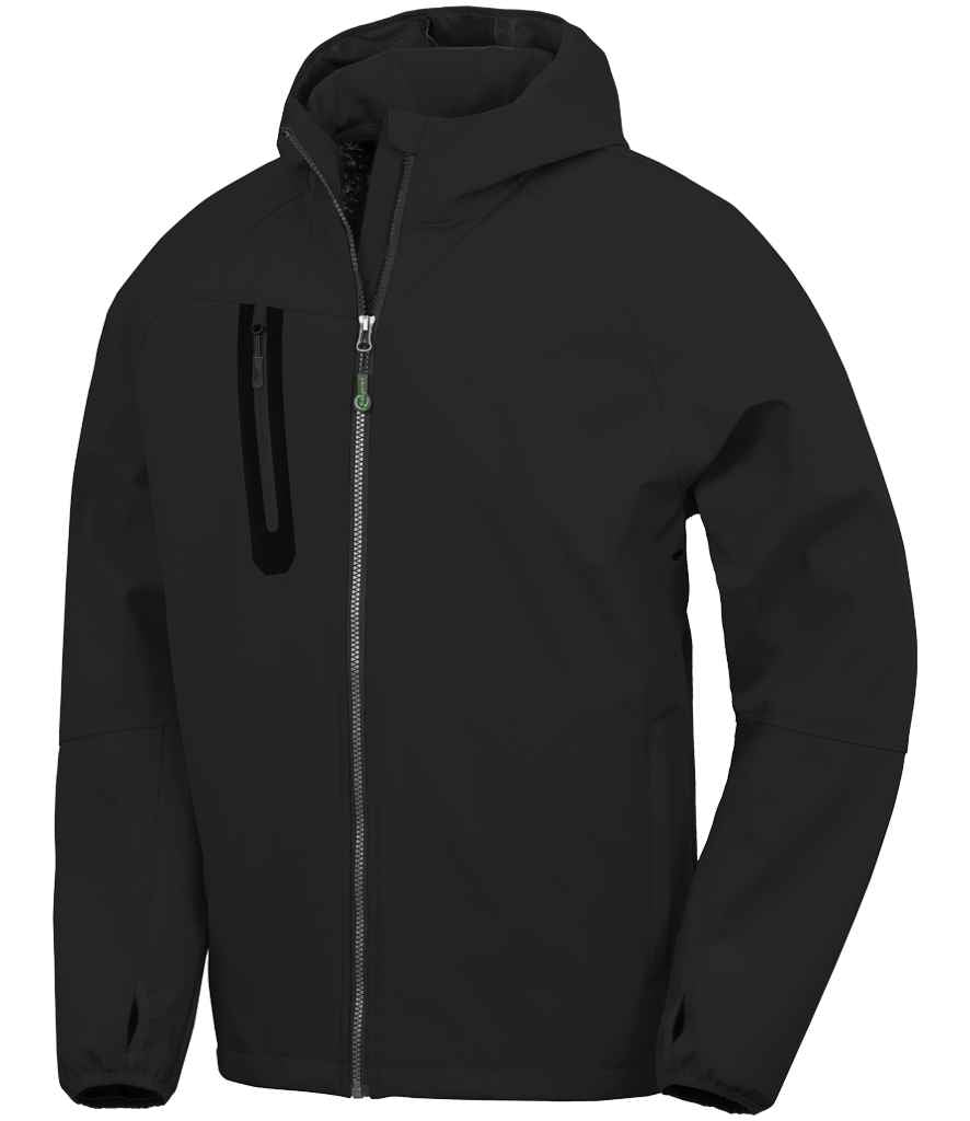 Result Recycled Three Layer Printable Hooded Soft Shell Jacket Black/Black