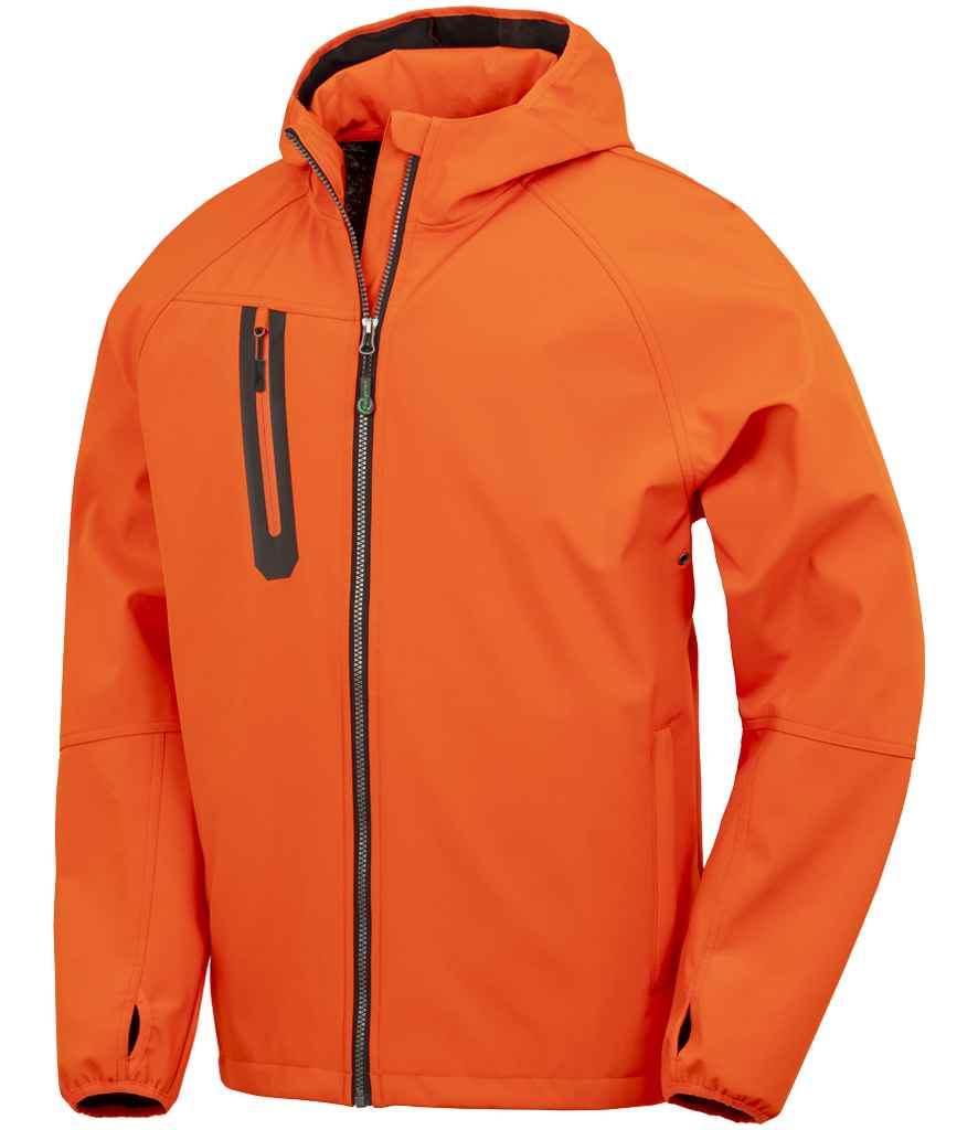 Result Recycled Three Layer Printable Hooded Soft Shell Jacket Orange/Navy