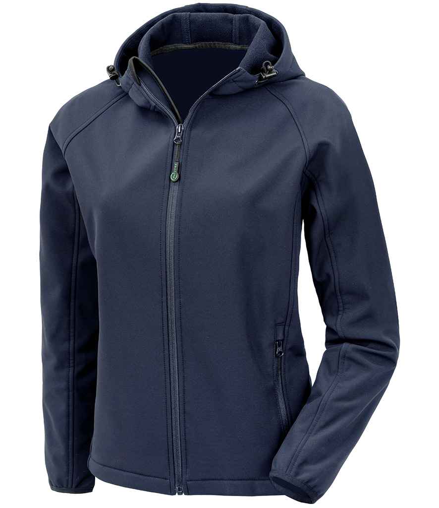 Result Genuine Recycled Ladies Three Layer Printable Hooded Soft Shell Jacket Navy