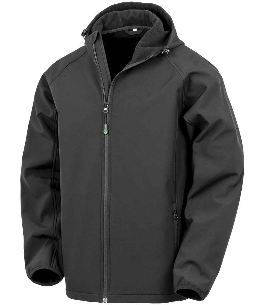 Result Genuine Recycled Three Layer Printable Hooded Soft Shell Jacket Black