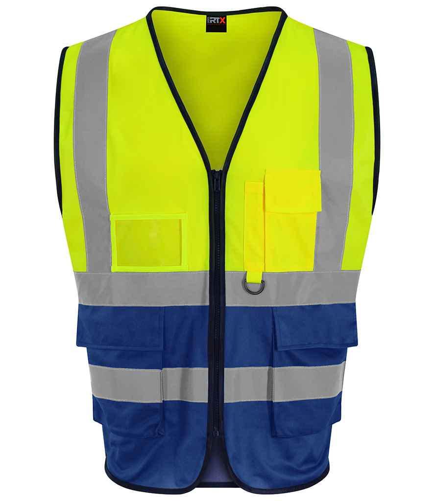 Pro RTX High Visibility Executive Waistcoat Yellow/Royal Blue