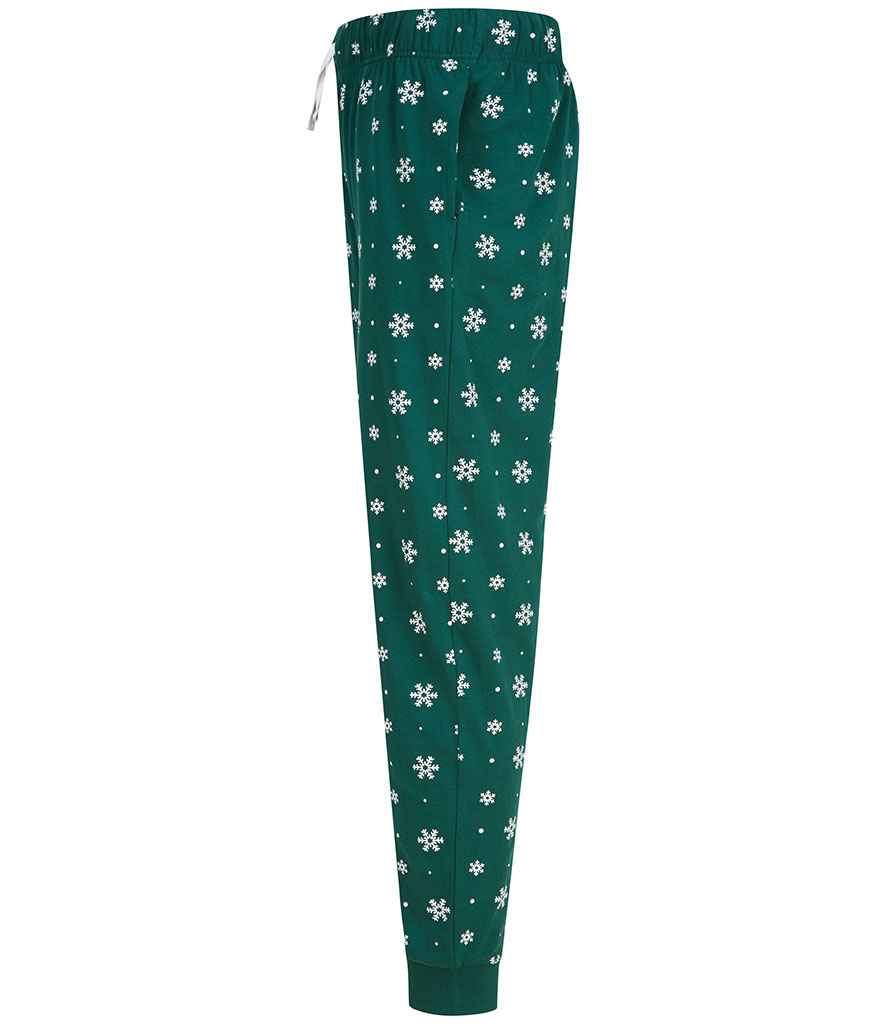 SF Clothing Unisex Cuffed Lounge Pants | Bottle Green/White Snowflakes Trousers - Lancashire Teamwear