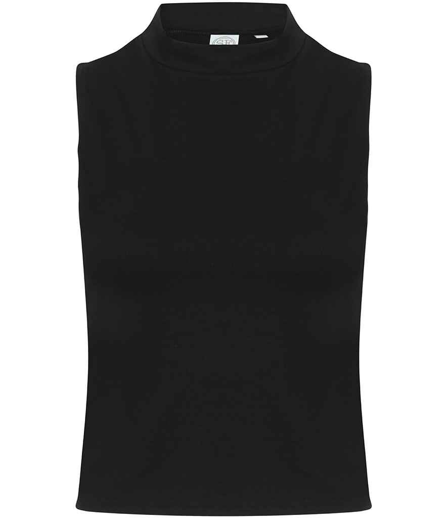 SF Clothing Ladies High Neck Crop Vest Black