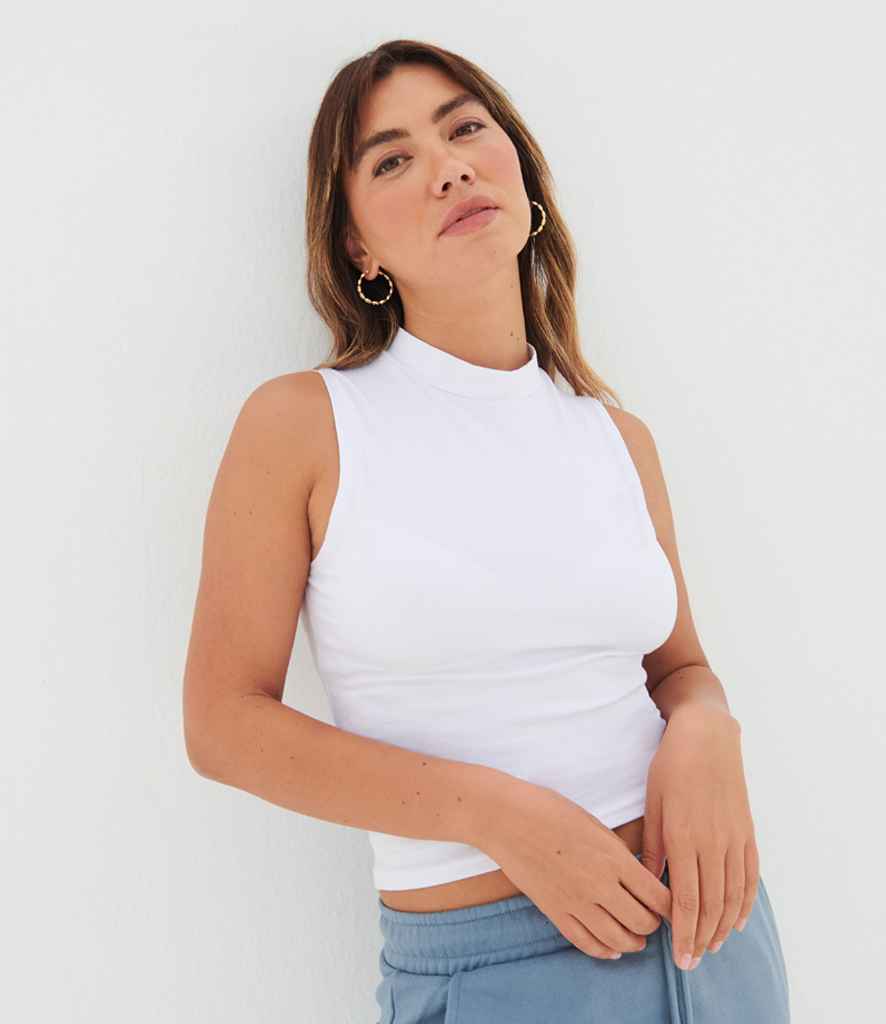 SF Clothing Ladies High Neck Crop Vest | White T-Shirt - Lancashire Teamwear