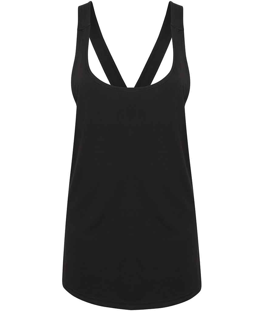 SF Clothing Ladies Fashion Workout Vest | Black T-Shirt - Lancashire Teamwear