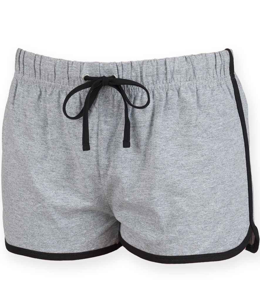 SF Clothing Ladies Retro Shorts | Heather Grey/Black - Lancashire Teamwear