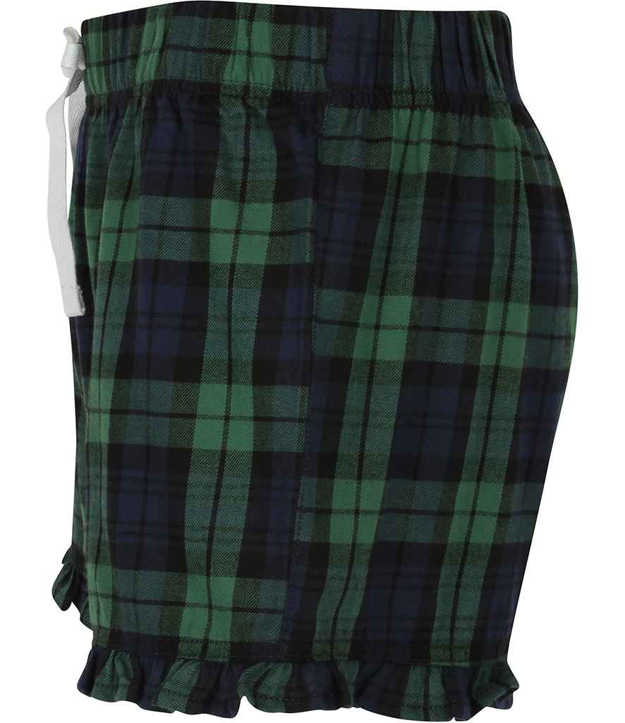SF Clothing Ladies Tartan Frill Lounge Shorts | Navy/Green - Lancashire Teamwear