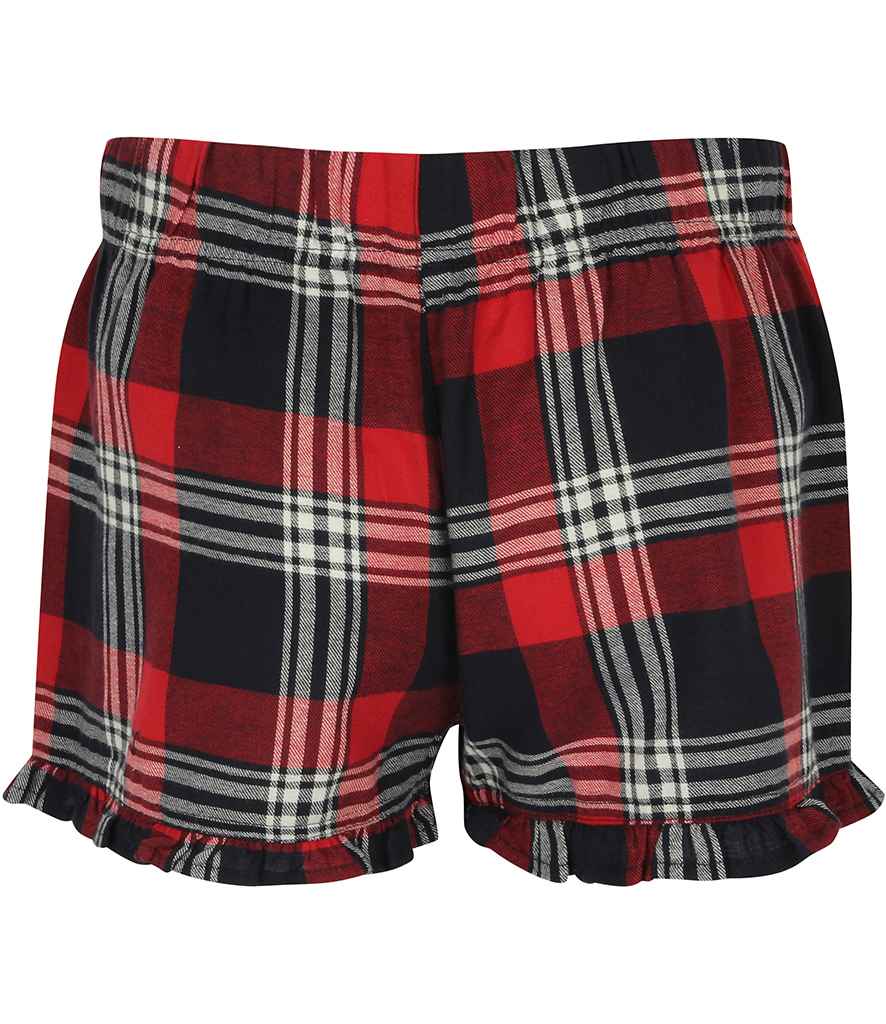 SF Clothing Ladies Tartan Frill Lounge Shorts | Red/Navy - Lancashire Teamwear