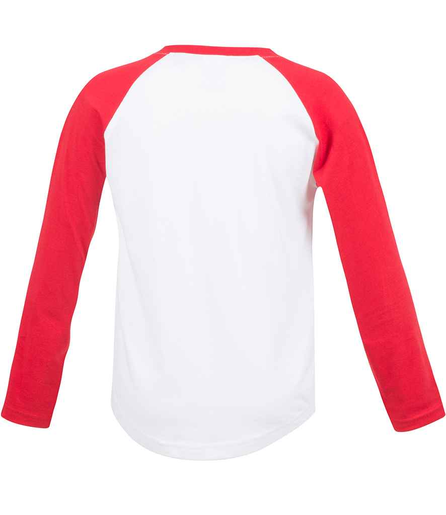 SF Clothing Kids Long Sleeve Baseball T-Shirt | White/Red - Lancashire Teamwear